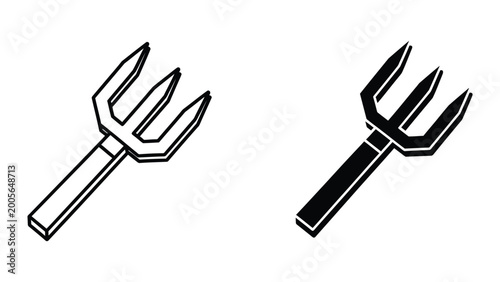 Bilde på lerret Black and white trident icons with different styles