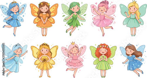 Canvastavla Adorable Little Fairy Character Collection Featuring Enchanted Wings Magical Wan