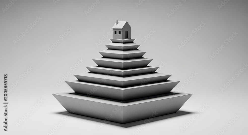Fototapeta premium Architectural Design of a Pyramid-Style House Model in a Minimalist Environment