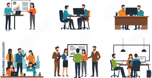 Photos Business Meeting and Collaboration Character Set for Office, Work, and Professio