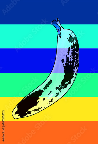 Canvastavla Banana sign illustration pop-art background icon with color spots