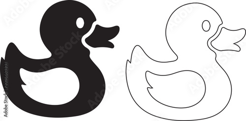 Konstfotografi Rubber Ducks, Vector Icons, Black and White, Illustration Set