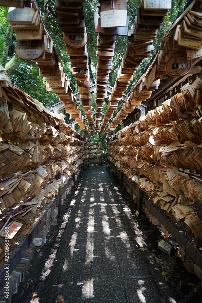 Φωτογραφία Wooden prayer plaques (Ema) tunnel at Kawagoe Hikawa Shrine