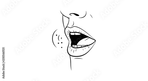 Fotografie Close-up illustration of a woman's mouth screaming in shock or surprise