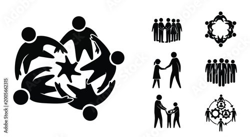 Foto People in a circle teamwork silhouette high quality professional detailed modern