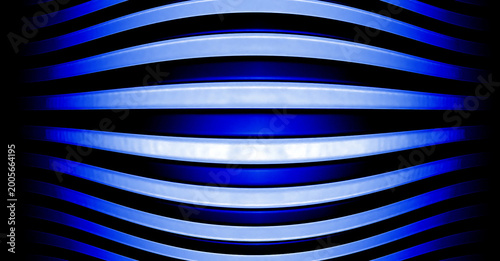 Abstract Blue Wave Lines Background Futuristic Glowing Curved Stripes on Black