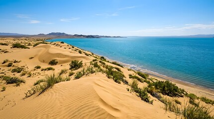 Sleeping bear dunes national lakeshore a scenic view of sand dunes and lake michigan