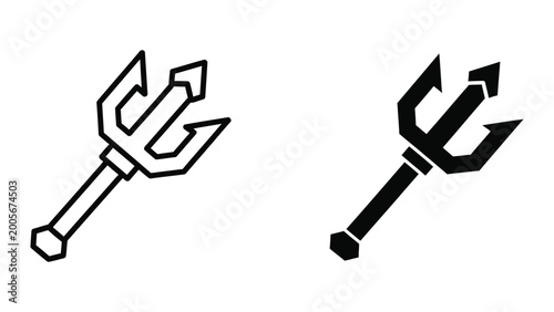 Konstfotografi Black trident symbol with sharp three-pronged design