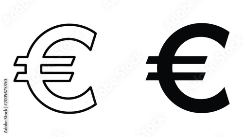 Bild auf Leinwand Euro currency symbol in outline and filled versions