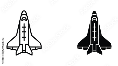 Space shuttle vector illustration with black and white design