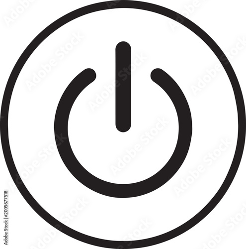 Quadro su tela Minimalist power button icon vector, black line start switch symbol, electronic