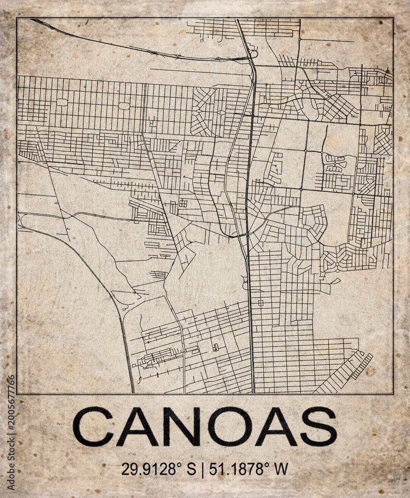 Obraz premium Canoas Brazil Retro Minimalist City Map Poster