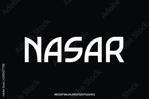 Modern unique sans serif art deco style alphabet display font vector illustration