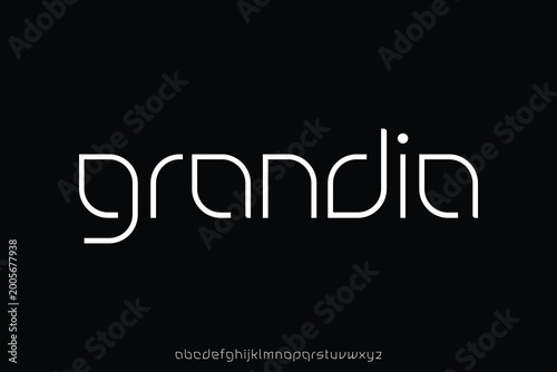 Minimalist geometric sans serif display font vector. Modern logo branding typeface