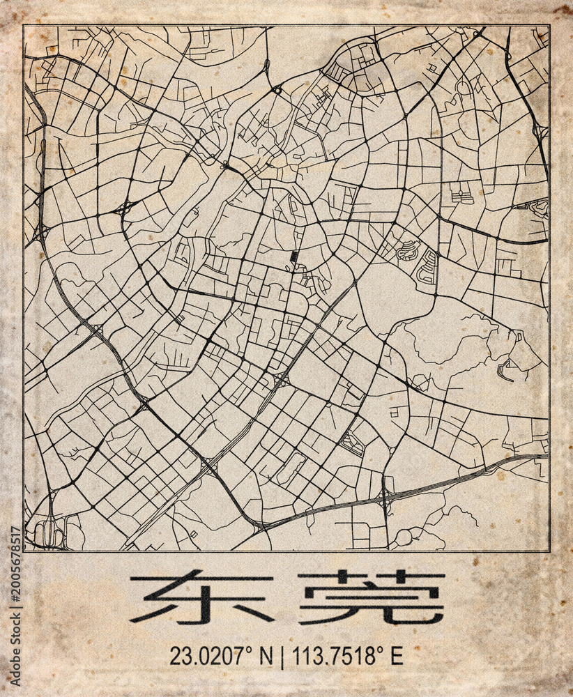Obraz premium Dongguan China Retro Minimalist City Map Poster