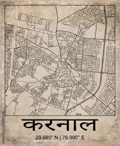 Karnal India Retro Minimalist City Map Poster