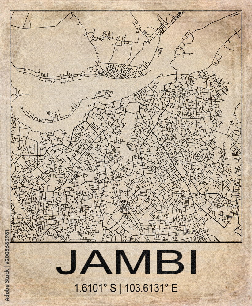 Obraz premium Jambi Indonesia Retro Minimalist City Map Poster