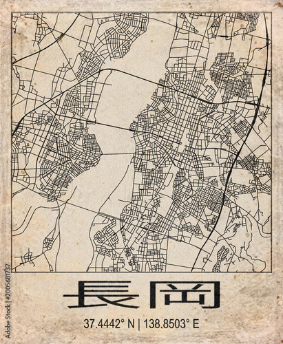 Nagaoka Japan Retro Minimalist City Map Poster