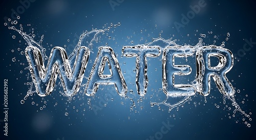 Frozen water word ice background.