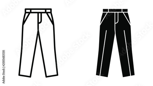 Foto Flat illustration of black and white pants comparison