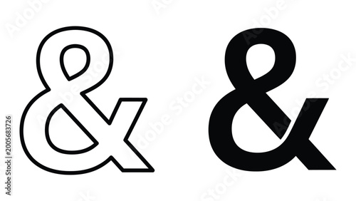 Tableau sur toile Black and white ampersand symbol in elegant script style