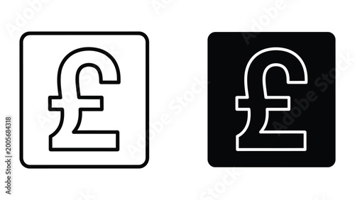 Tableau sur toile British pound sterling symbol icon in contrasting backgrounds