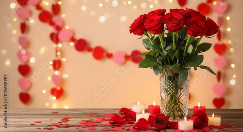 Romantic Valentines Day Bouquet Roses.