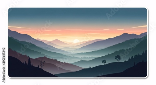 Serene mountain landscape at sunset.