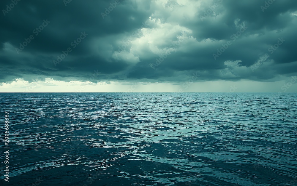 Fototapeta premium Dark Ocean Stormy Sky Dramatic Seascape
