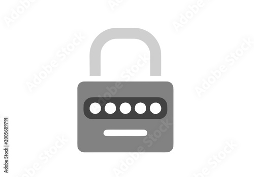 Free Download Simple grey padlock icon with password dots, cybersecurity and data protection concept vector illustration. - GFXLoad