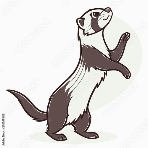 Foto Standing ferret with white and brown fur