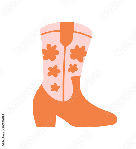 Cowgirl boot western illustration in flat style