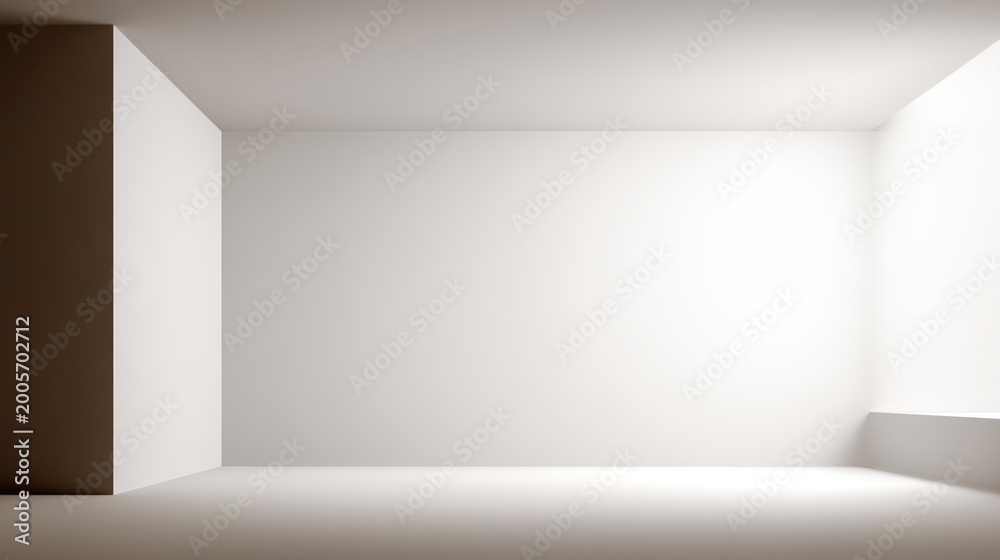 Fototapeta premium New Listings in minimalist real estate, featuring a bright empty room with brown accent wall, ideal for business growth and career development in property branding.