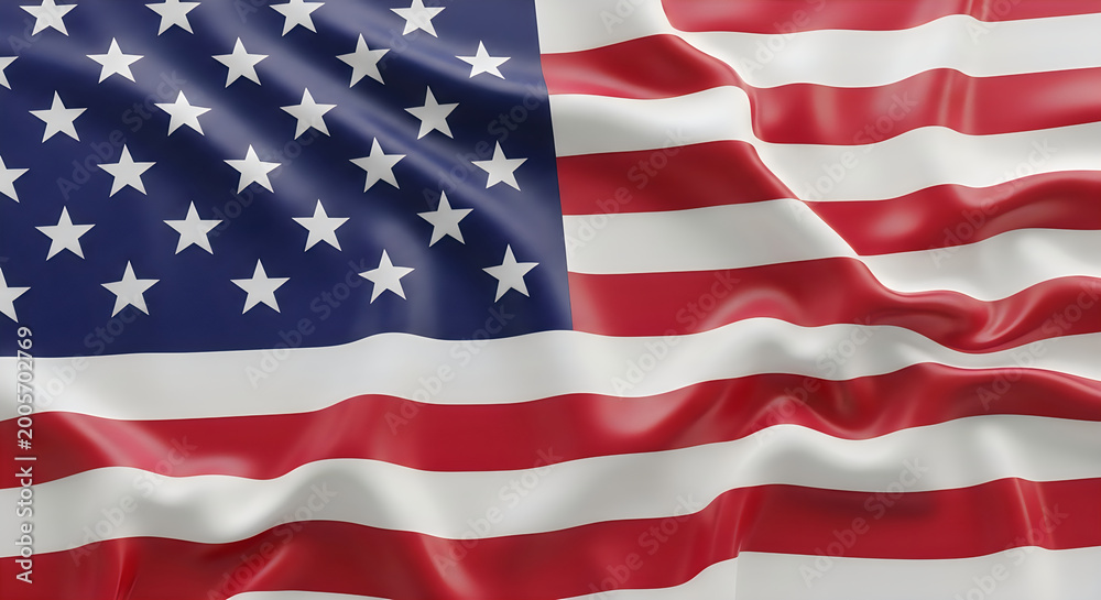 Fototapeta premium American flag waving, United States flag with stars and stripes