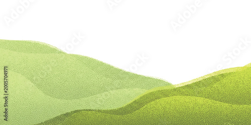 Fotografie Abstract green rolling hills with soft grain texture and nature landscape illust
