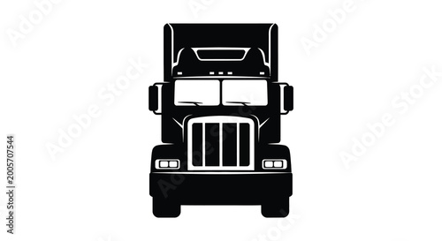 front view of semi truck silhouette high quality professional detailed modern elegant stylish clean crisp vibrant colorful digital