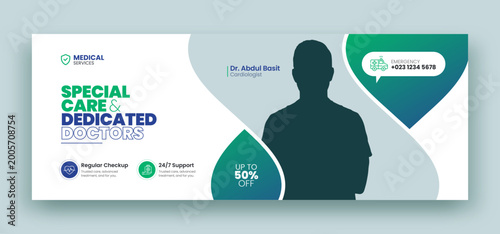 Medical healthcare facebook timeline cover and web banner template
