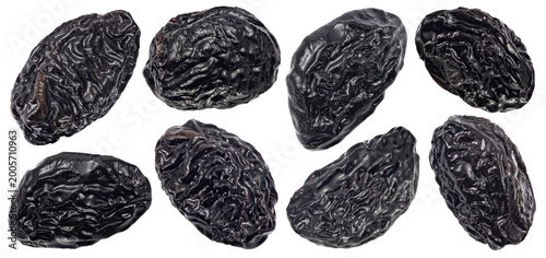 Konstfotografi Dried prunes isolated on white background with clipping path