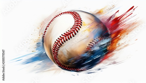 baseball spinning mid air showing motion blur isolated on white background