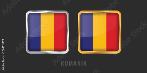 Free Download Romania Flag Square Gold and Silver Labels - Premium Romanian National Identity Icons - GFXLoad