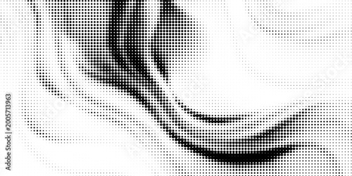 Dotted gradient vector illustration, white and black halftone background, horizontal seamless dotted lines, monochrome dots texture backdrop, retro effect. modern