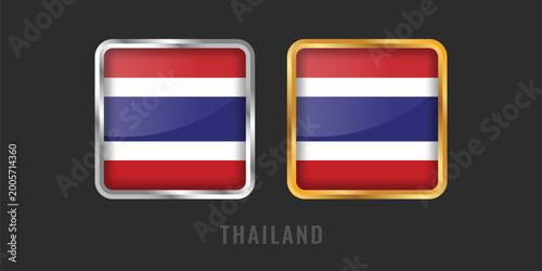 Free Download Thailand Flag Square Gold and Silver Labels - Premium Thai National Emblems and Origin Icons - GFXLoad