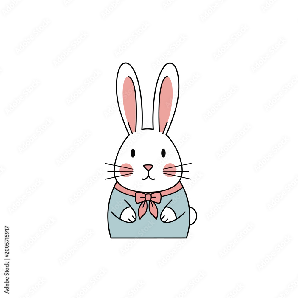 Obraz premium Cute Cartoon Bunny Wearing Sweater.