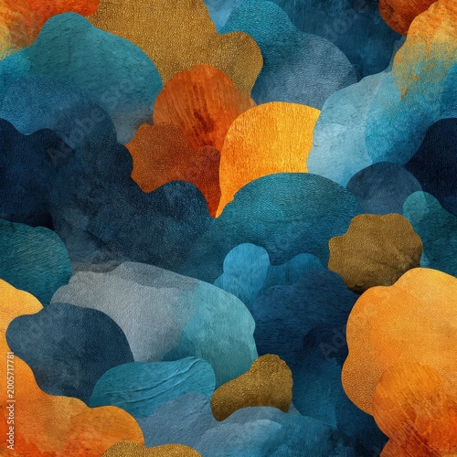 Abstract Indonesian Batik Motif Art with Vibrant Colors and Textures