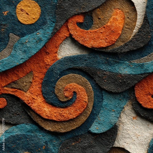 Abstract Indonesian Batik Motif with Vibrant Colors and Patterns