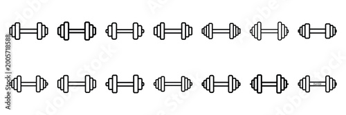 Obraz na plátně A set of giggle dumbbell silhouette icon