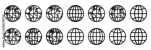 Fotografi A set of giggle globe silhouette icon