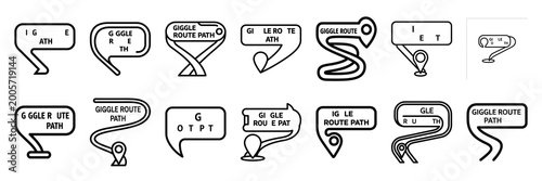 Cuadro en lienzo A set of giggle route path silhouette icon