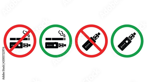 Slika na platnu Smoking and vaping signs icon set