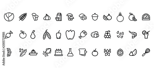 Foto Colección de iconos vectoriales de alta calidad para alergias alimentarias y bebidas con trazo editable